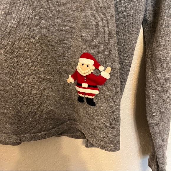 Carroll Reed Christmas Santa Gray Cardigan Sweater Women's Size Medium - Picture 8 of 9